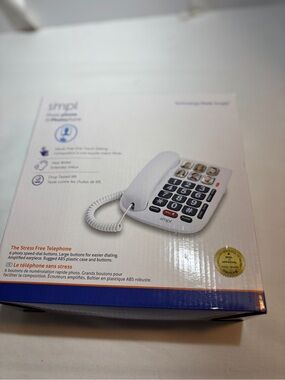 Smpl White Corded Telephone with Photo Speed-Dial Buttons